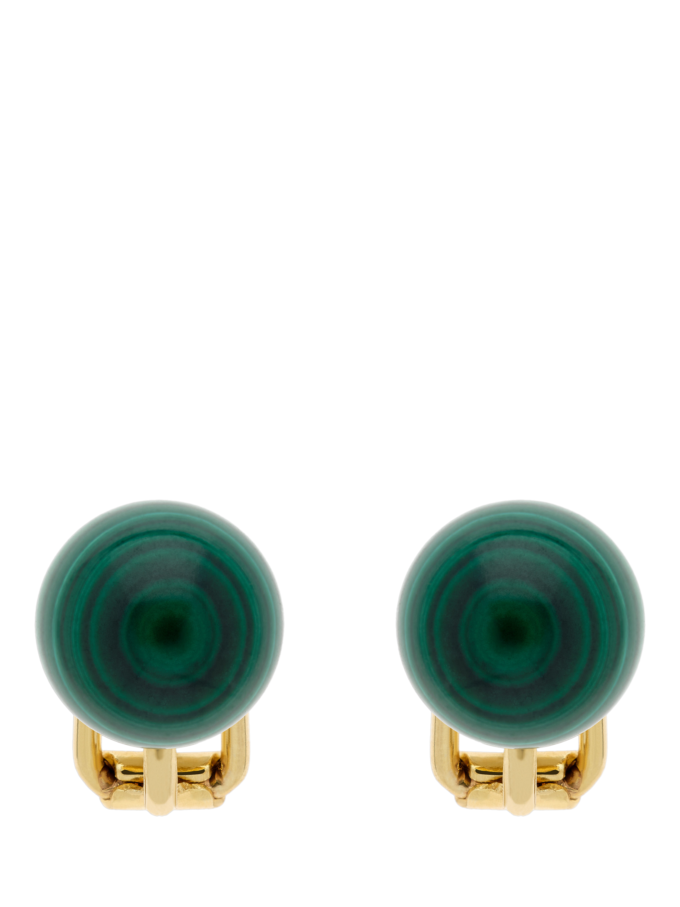 Product image 1 of 3, which shows Emma Holland Round Clip-On Earrings, Gold/Green