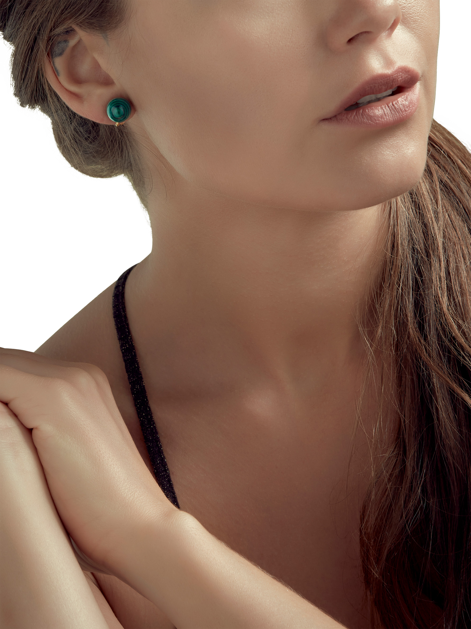 Product image 2 of 3, which shows Emma Holland Round Clip-On Earrings, Gold/Green