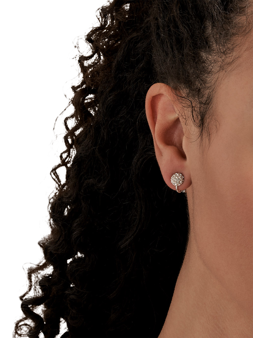 Product image 2 of 3, which shows Emma Holland Crystal Round Clip-On Earrings, Silver