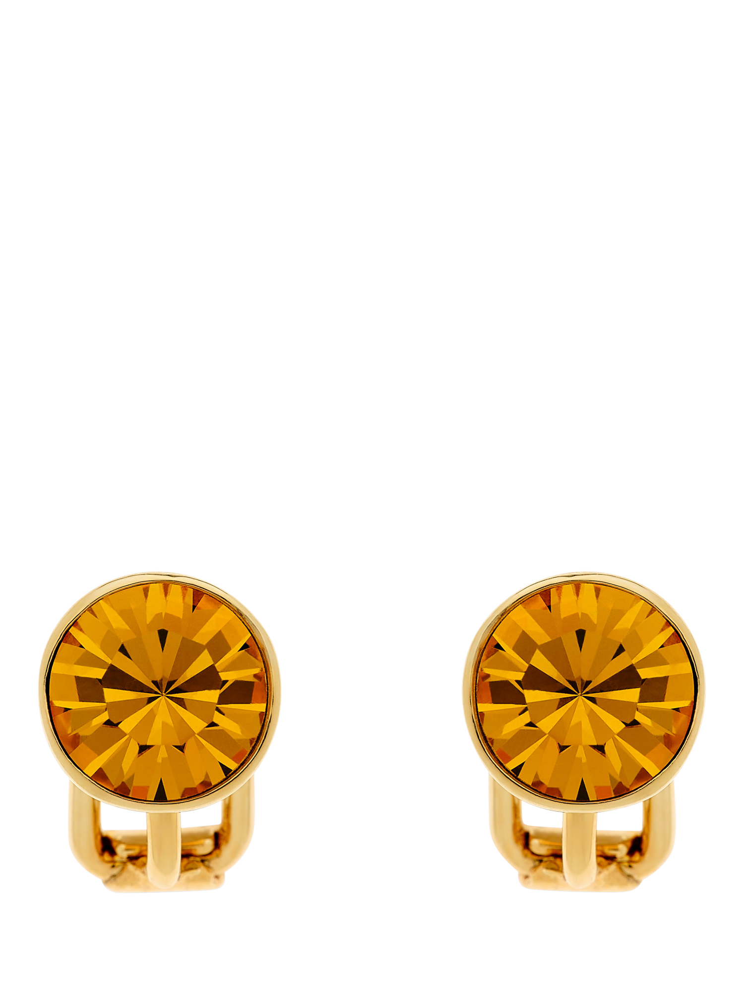 Product image 1 of 3, which shows Emma Holland Crystal Stud Clip-On Earrings, Gold/Orange