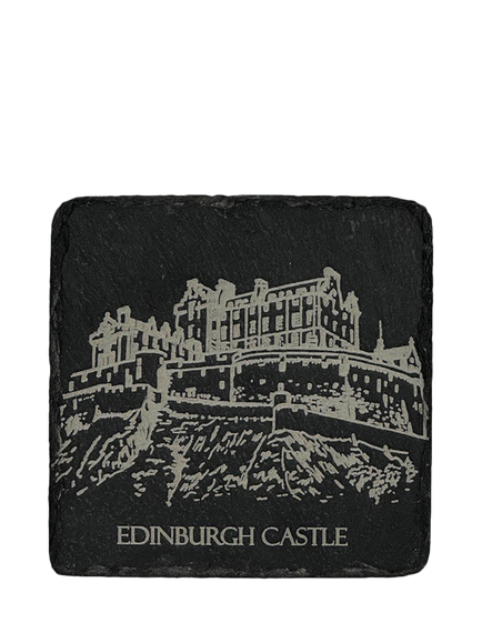 Selbrae House Edinburgh Castle Slate Coaster, Natural, Natural