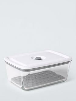 John Lewis Vacuum Seal Glass Storage Container, 1L, Grey/Clear, Grey Clear