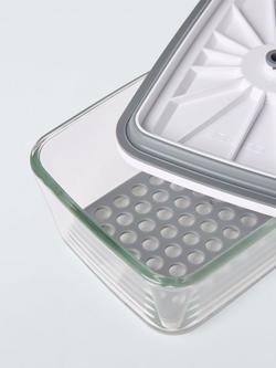 John Lewis Vacuum Seal Glass Storage Container, 1L, Grey/Clear - view 2, Grey Clear