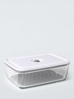 John Lewis Vacuum Seal Glass Storage Container, 1.5L, Grey/Clear, Grey Clear