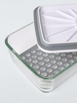 John Lewis Vacuum Seal Glass Storage Container, 1.5L, Grey/Clear - view 2, Grey Clear