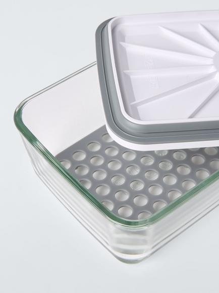 John Lewis Vacuum Seal Glass Storage Container, 1.5L, Grey/Clear - view 2, Grey Clear
