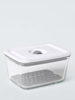 John Lewis Vacuum Seal Glass Storage Container, 600ml, Grey/Clear, Grey Clear