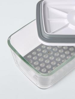 John Lewis Vacuum Seal Glass Storage Container, 600ml, Grey/Clear - view 2, Grey Clear