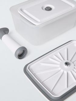John Lewis Vacuum Seal Plastic Storage Containers & Manual Pump Set, Grey/White - view 2, Grey White