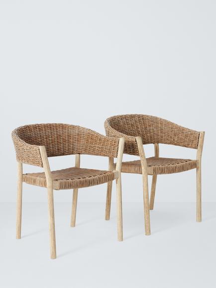 John Lewis Burford Garden Woven Dining Chairs, Set of 2, FSC-Certified (Acacia Wood), Natural, Natural