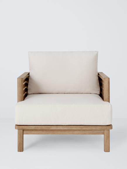 John Lewis Coast Eucalyptus Wood Garden Lounge Chair, Brushed Wood - view 2, Brushed Wood