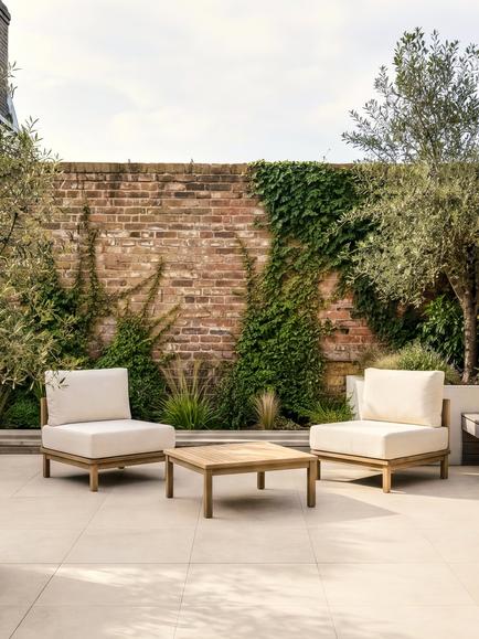 John Lewis Coast Eucalyptus Wood Garden Middle Unit Chair, Brushed Wood - view 2, Brushed Wood