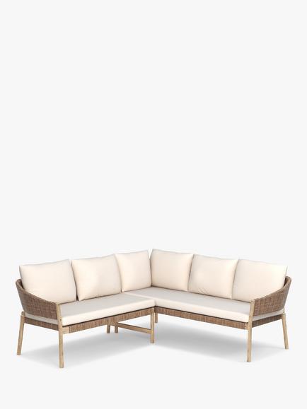John Lewis Burford 5-Seater Woven Corner Garden Sofa, FSC-Certified (Acacia Wood), Natural, Natural