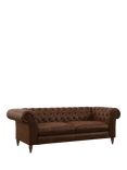 John Lewis Cromwell Grand 4 Seater Leather Sofa, Dark Leg, Premium Cocoa