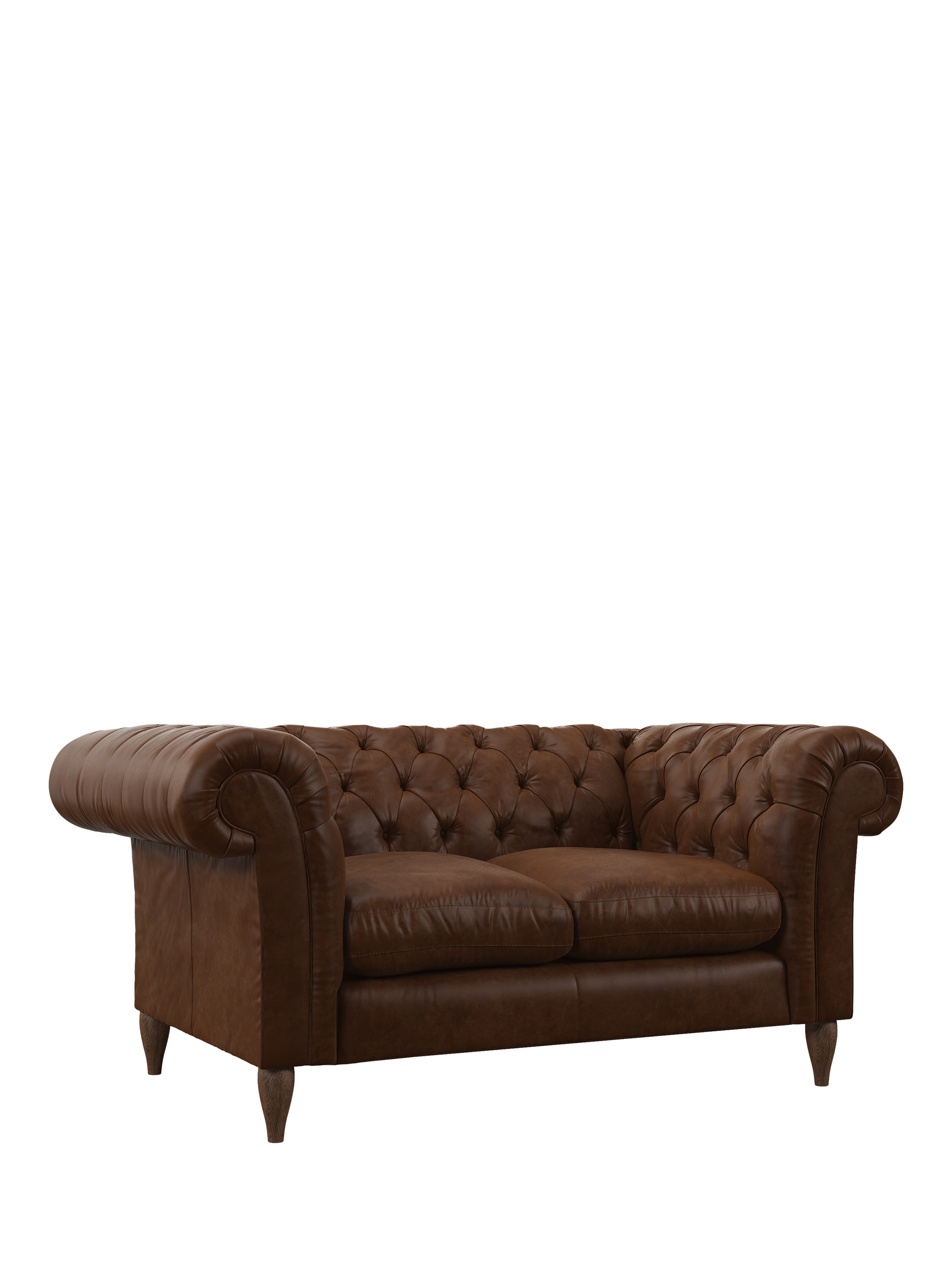 John Lewis Cromwell Small 2 Seater Leather Sofa, Dark Leg, Premium Cocoa