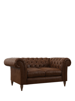 John Lewis Cromwell Small 2 Seater Leather Sofa, Dark Leg, Premium Cocoa, Premium Cocoa