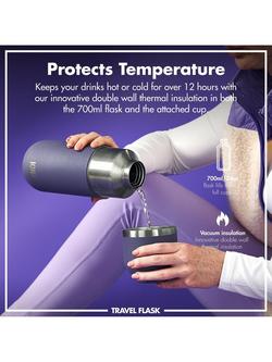 Ion8 Double Wall Vacuum Insulated Leak-Proof Travel Flask, 700ml - view 2, Purple