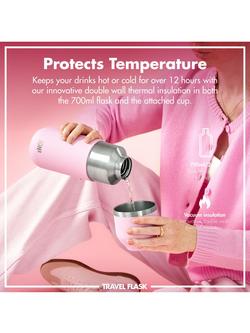 Ion8 Double Wall Vacuum Insulated Leak-Proof Travel Flask, 700ml - view 2, Rose Quartz