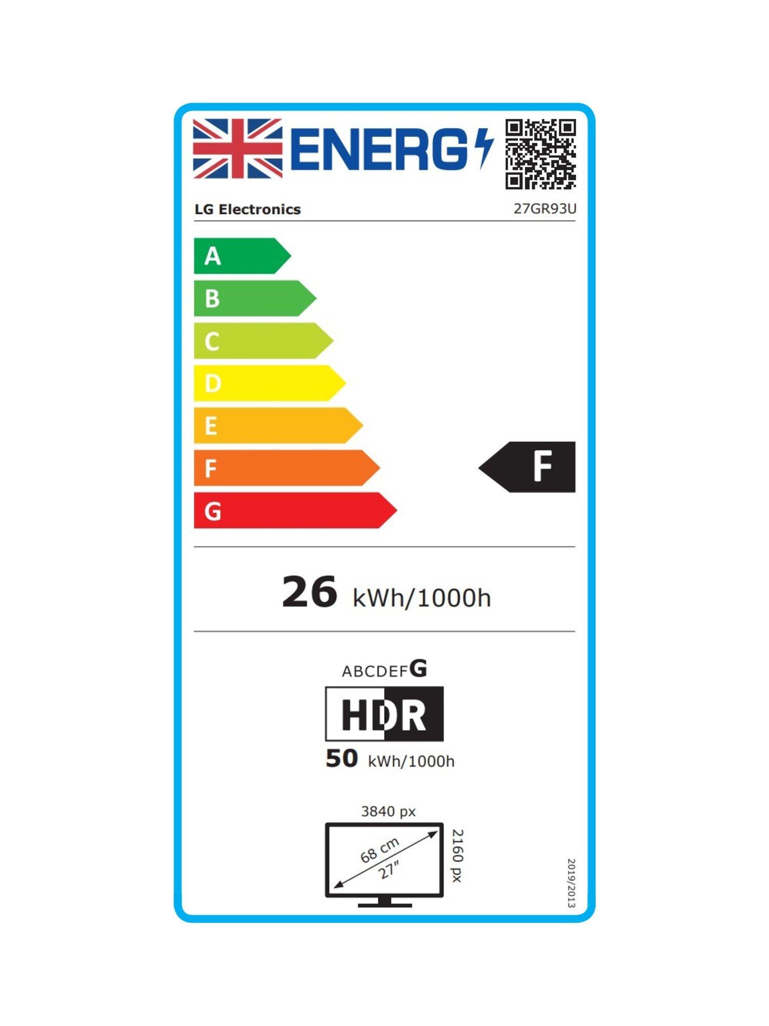 This item is rated F for energy efficiency on a scale from A (most efficient) to G (least efficient).