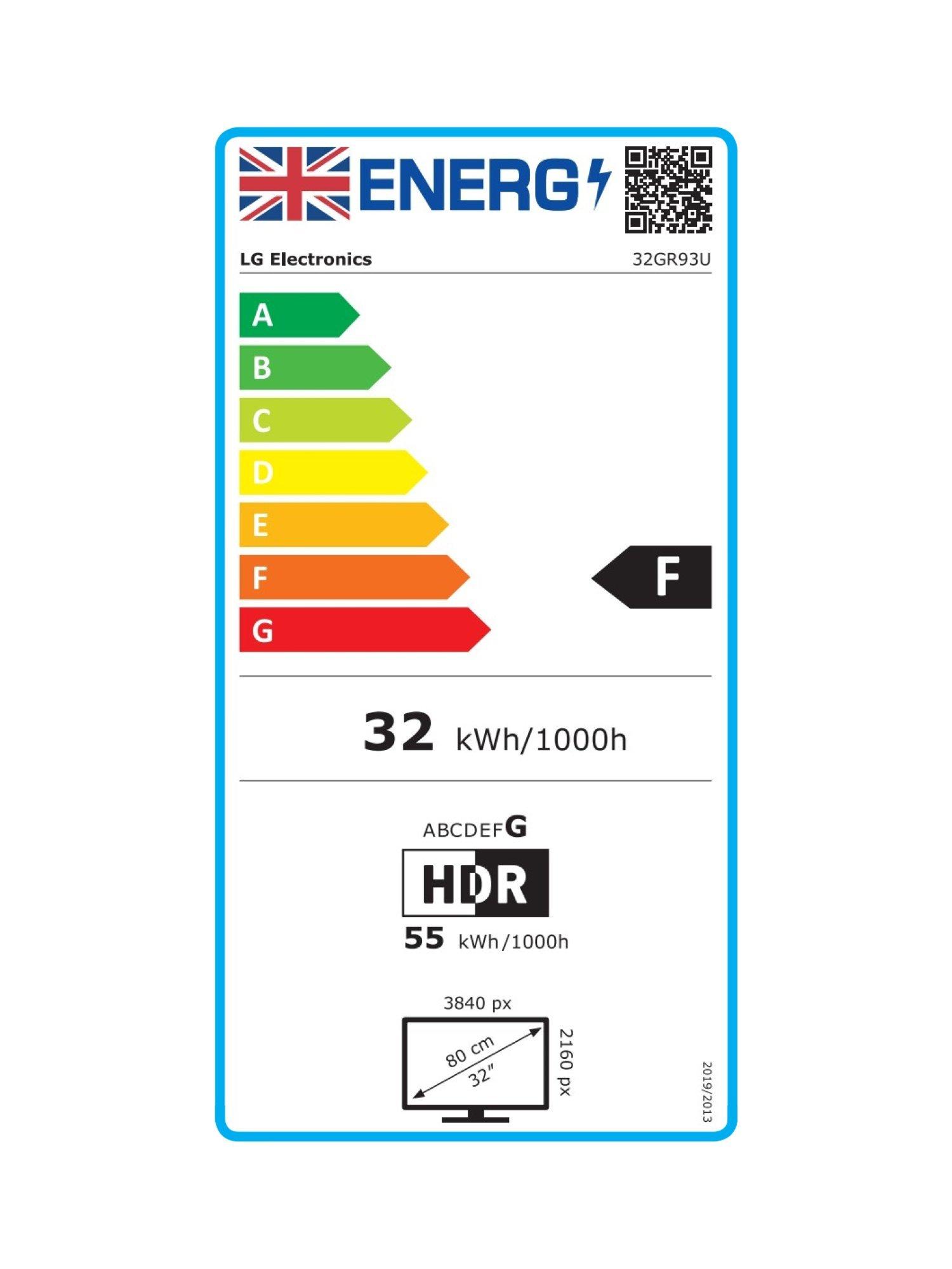 This item is rated F for energy efficiency on a scale from A (most efficient) to G (least efficient).