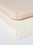 John Lewis Spots Cotton Fitted Baby Sheet, Pack of 2, Cotbed (70 x 140cm), Pink