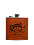 Selbrae House Edinburgh Castle Leather Bound Stainless Steel Hip Flask, 177ml