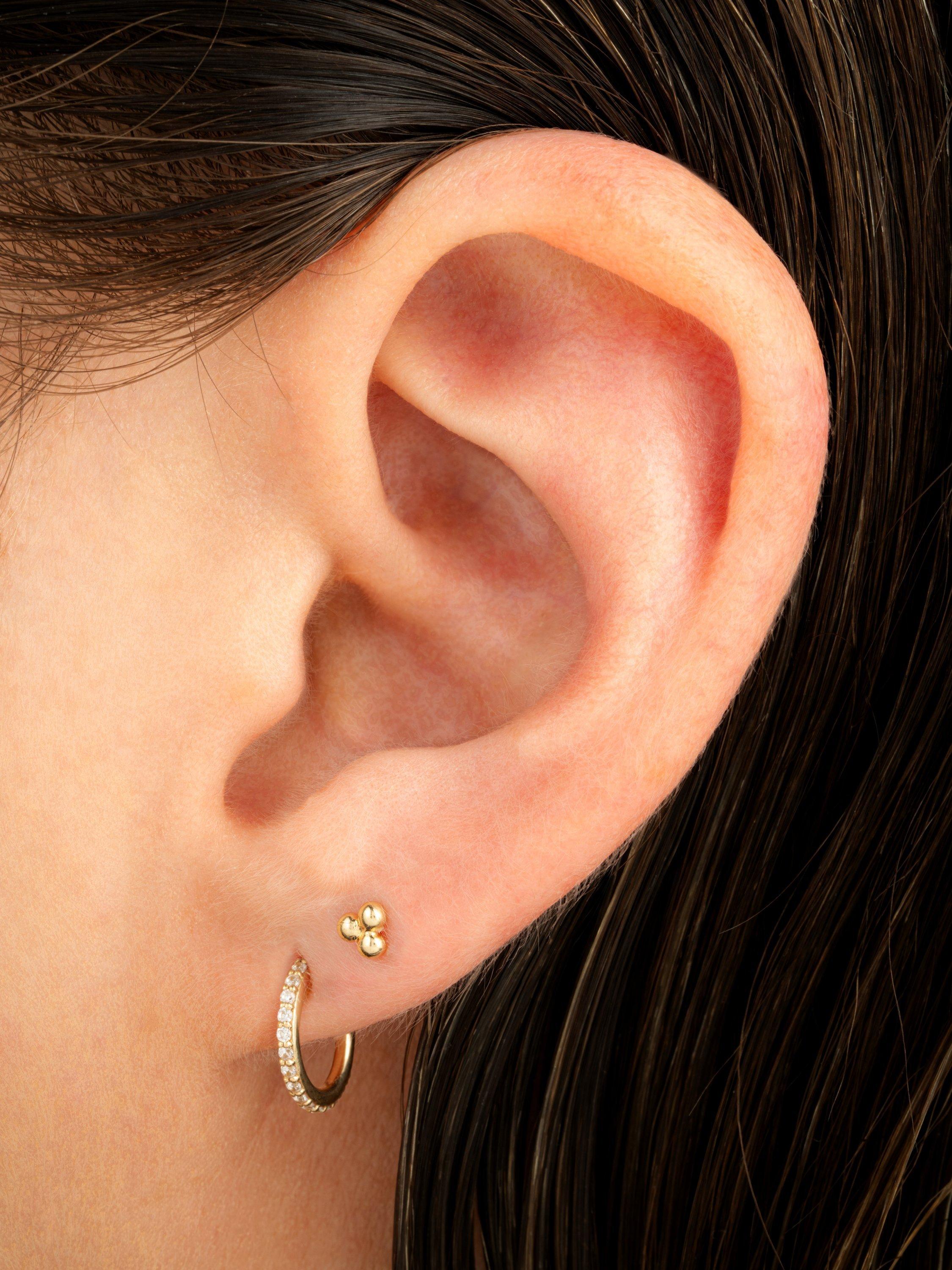 Product image 2 of 4, which shows Tish Lyon Eternal 9ct Gold Pavé Hoop Earring, Single, Gold