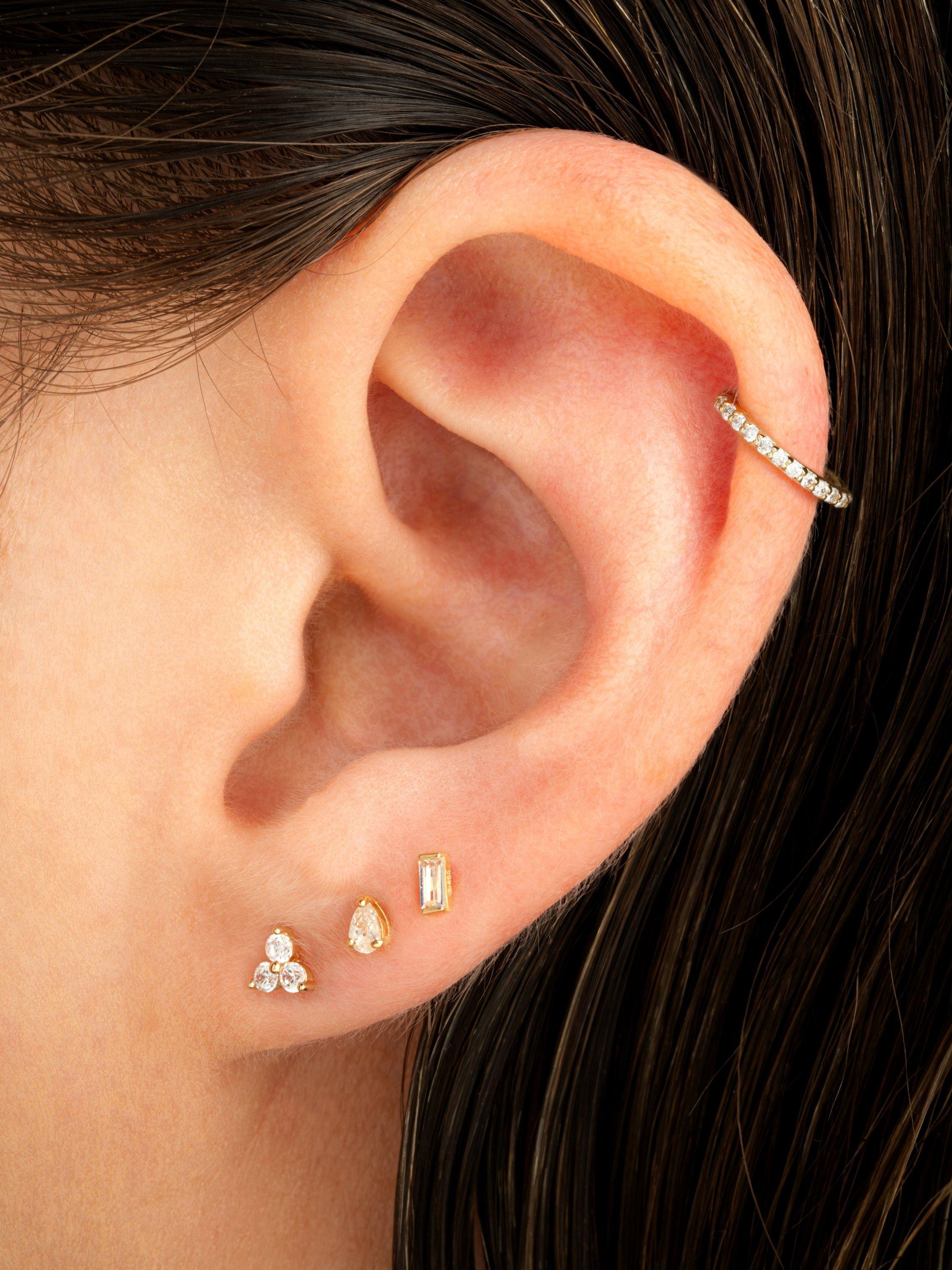 Product image 3 of 4, which shows Tish Lyon Eternal 9ct Gold Pavé Hoop Earring, Single, Gold