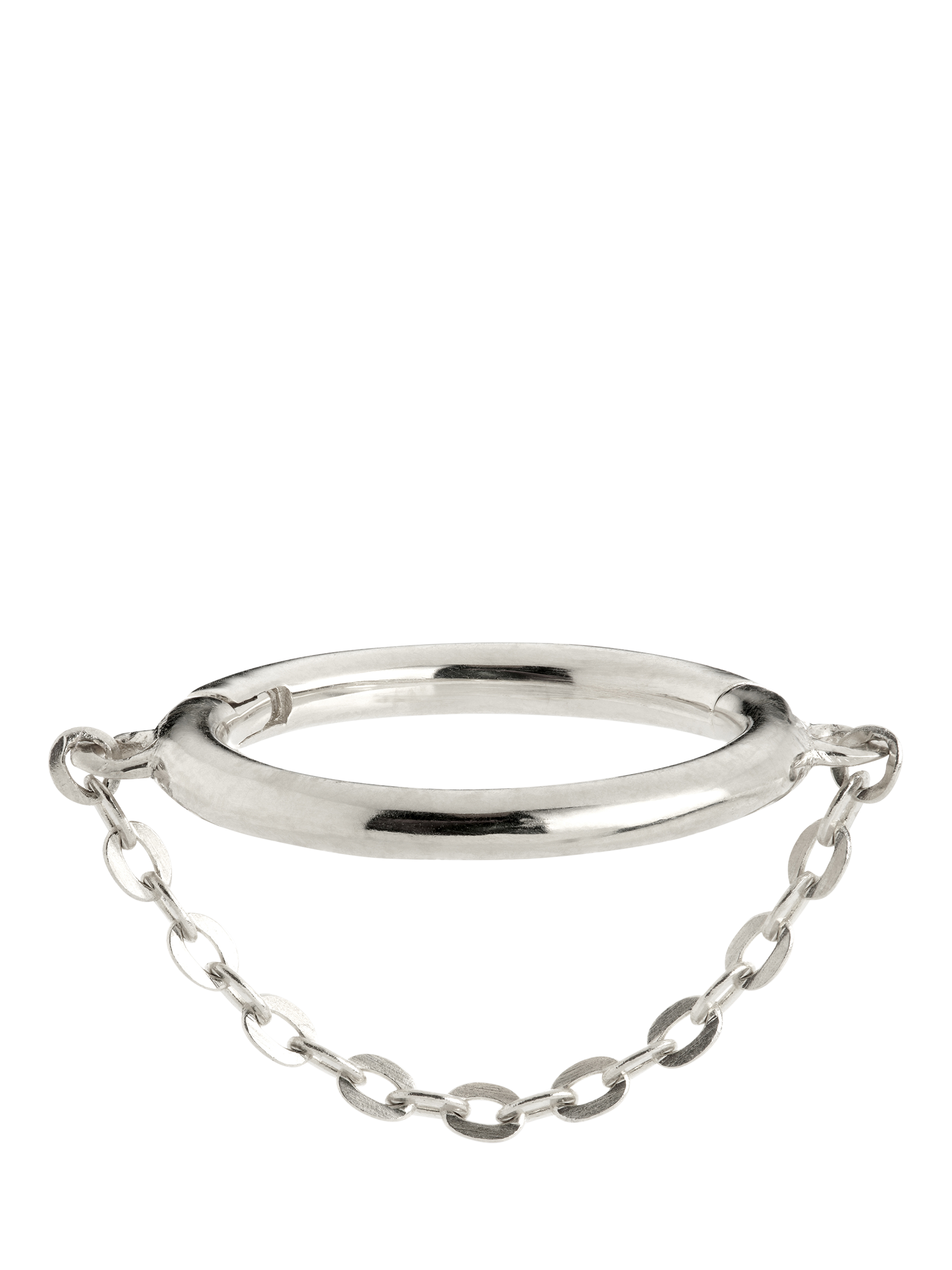 Product image 1 of 2, which shows Tish Lyon Seraphina 9ct Gold Chain Hoop Earring, Single, Silver
