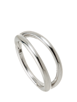 Tish Lyon Tara 9ct Gold Double Band Hoop Earring, Single, Silver, White Gold