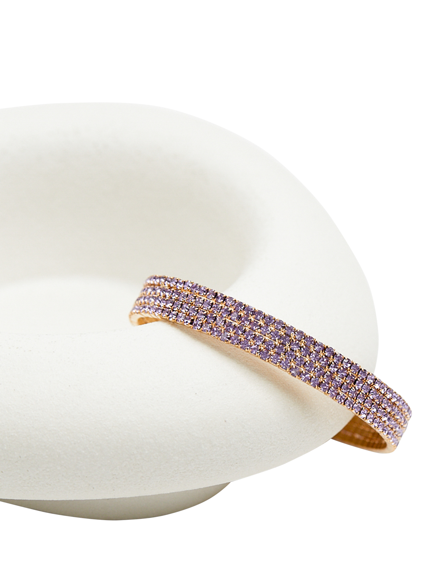 Product image 4 of 4, which shows Jon Richard Amethyst Diamante Cuff Bangle, Gold