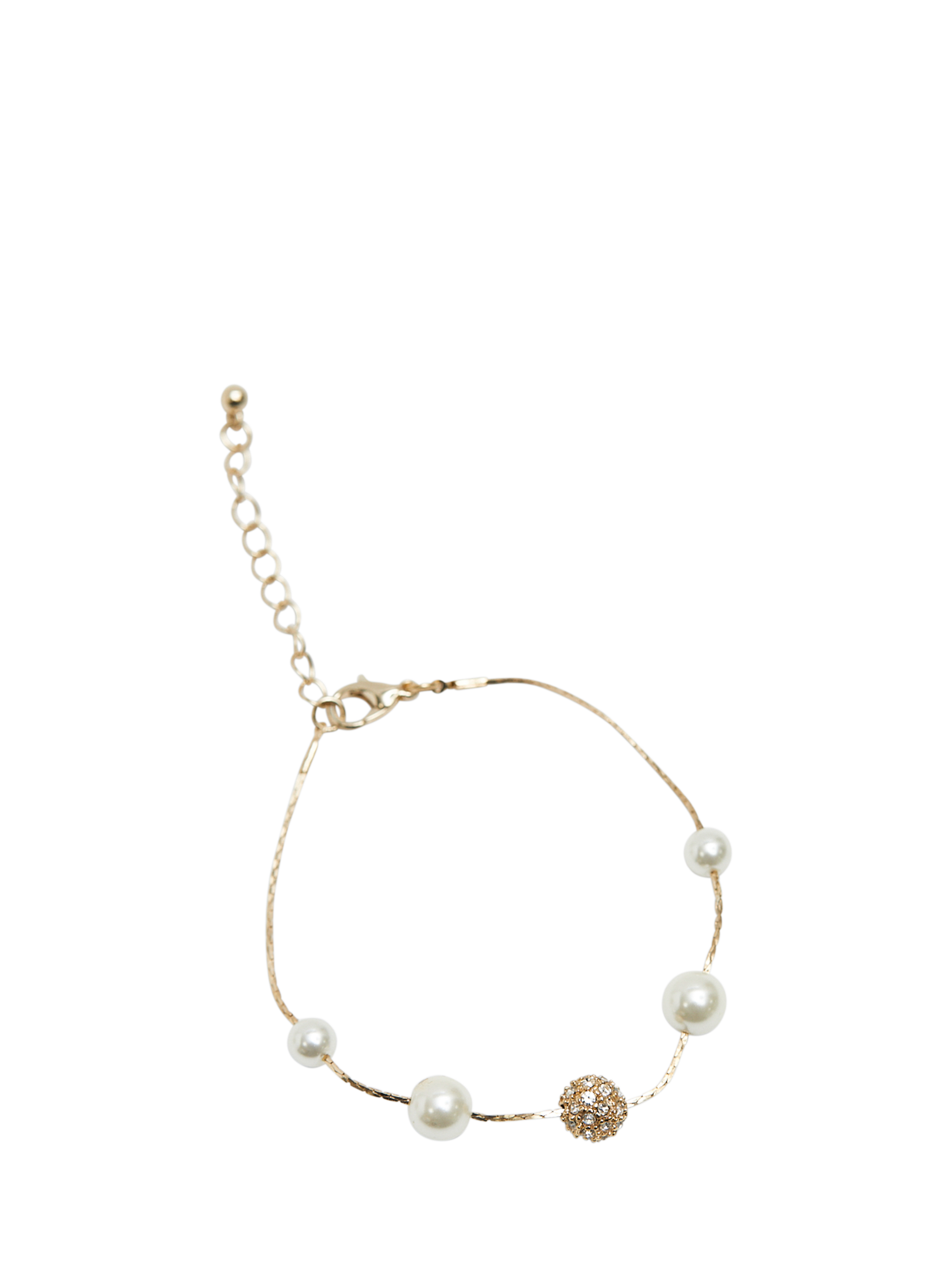 Product image 3 of 3, which shows Jon Richard Fine Pearl And Pave Chain Bracelet, Gold