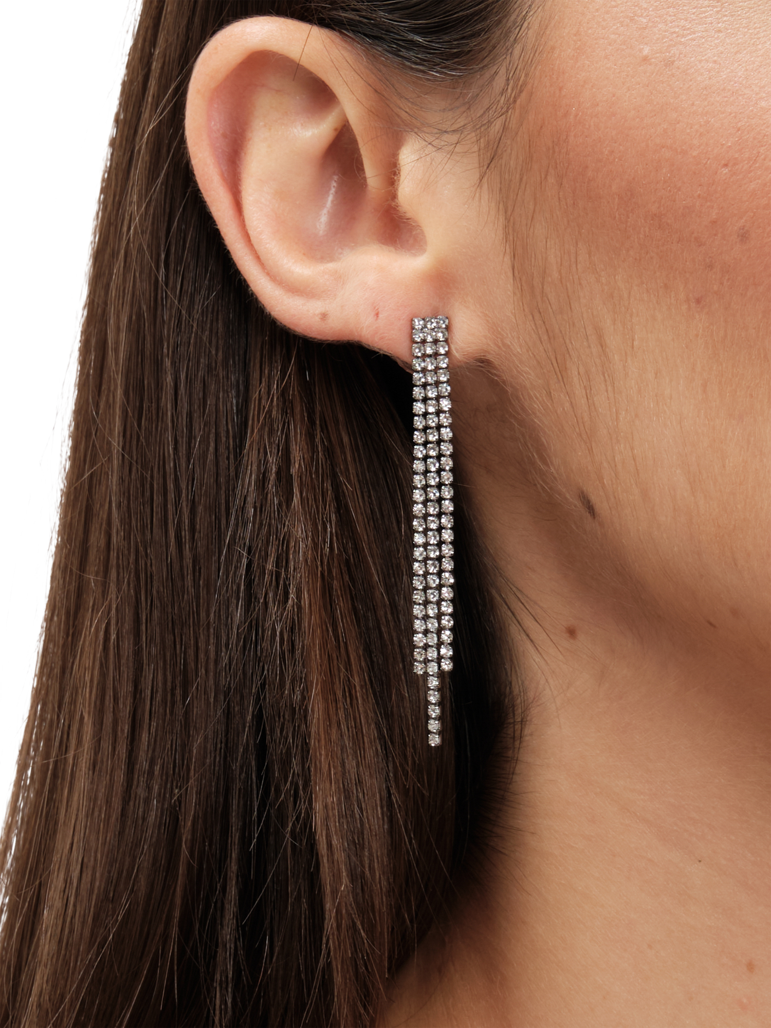 Product image 2 of 3, which shows Jon Richard Jet Diamante Drop Earrings, Black