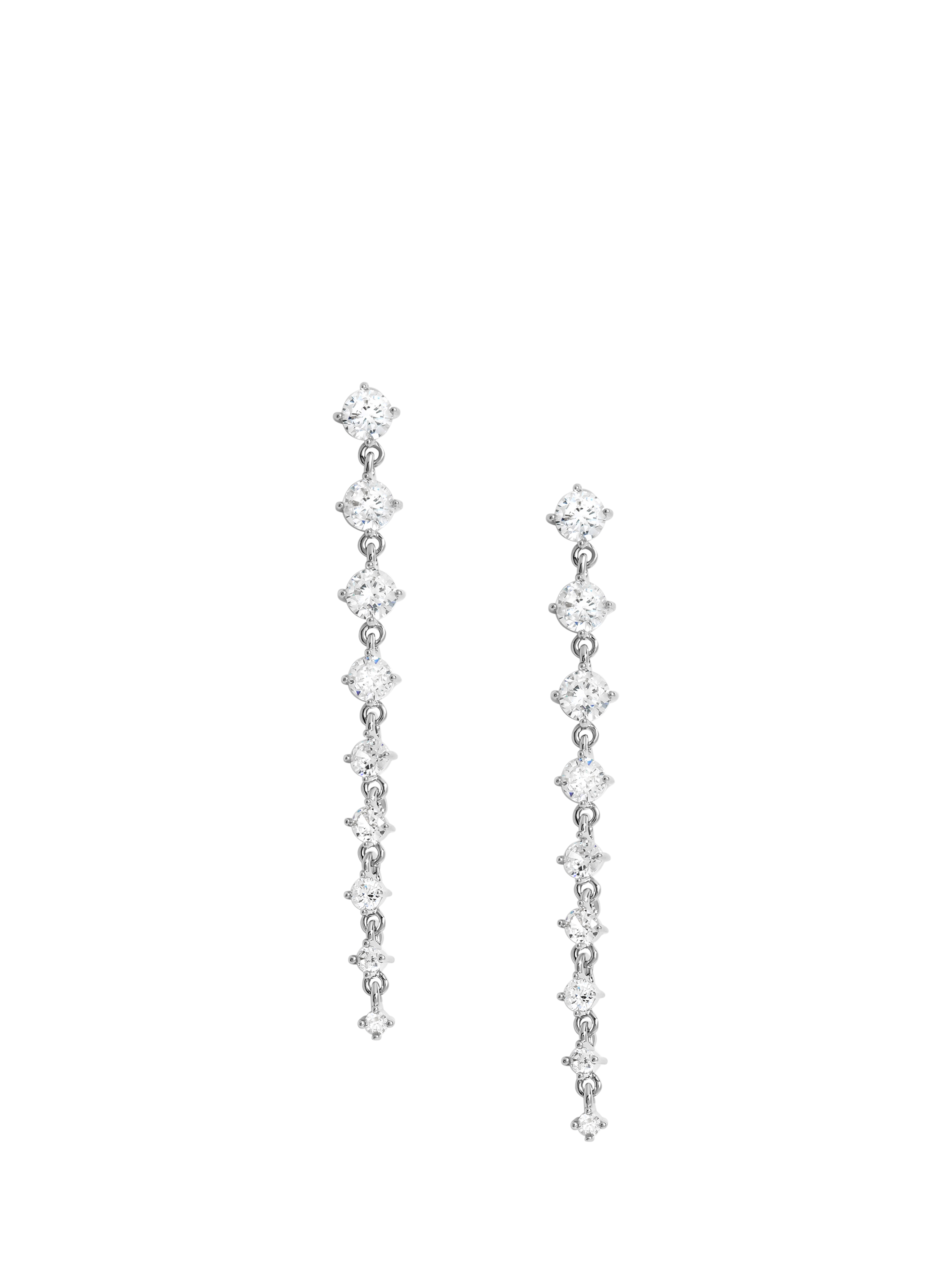 Product image 1 of 3, which shows Jon Richard Rhodium Plate Cubic Zirconia Linear Earrings, Silver