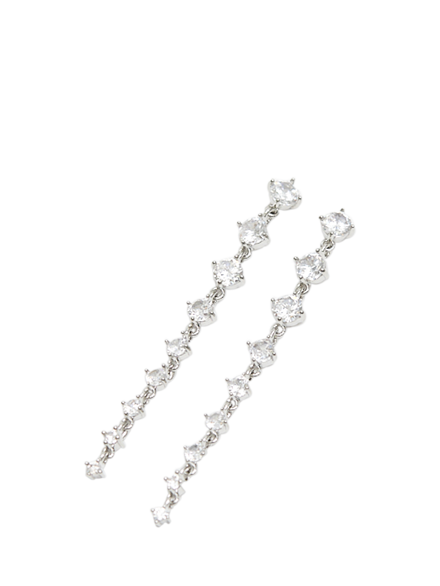 Product image 2 of 3, which shows Jon Richard Rhodium Plate Cubic Zirconia Linear Earrings, Silver
