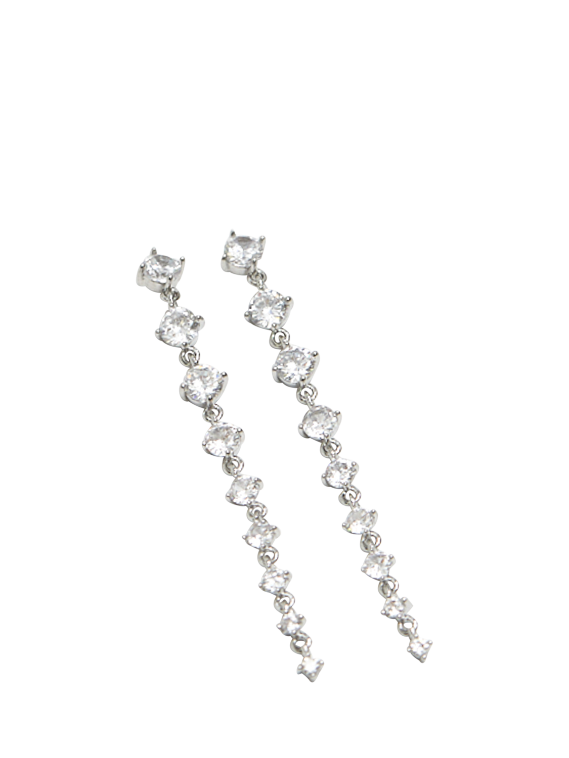 Product image 3 of 3, which shows Jon Richard Rhodium Plate Cubic Zirconia Linear Earrings, Silver