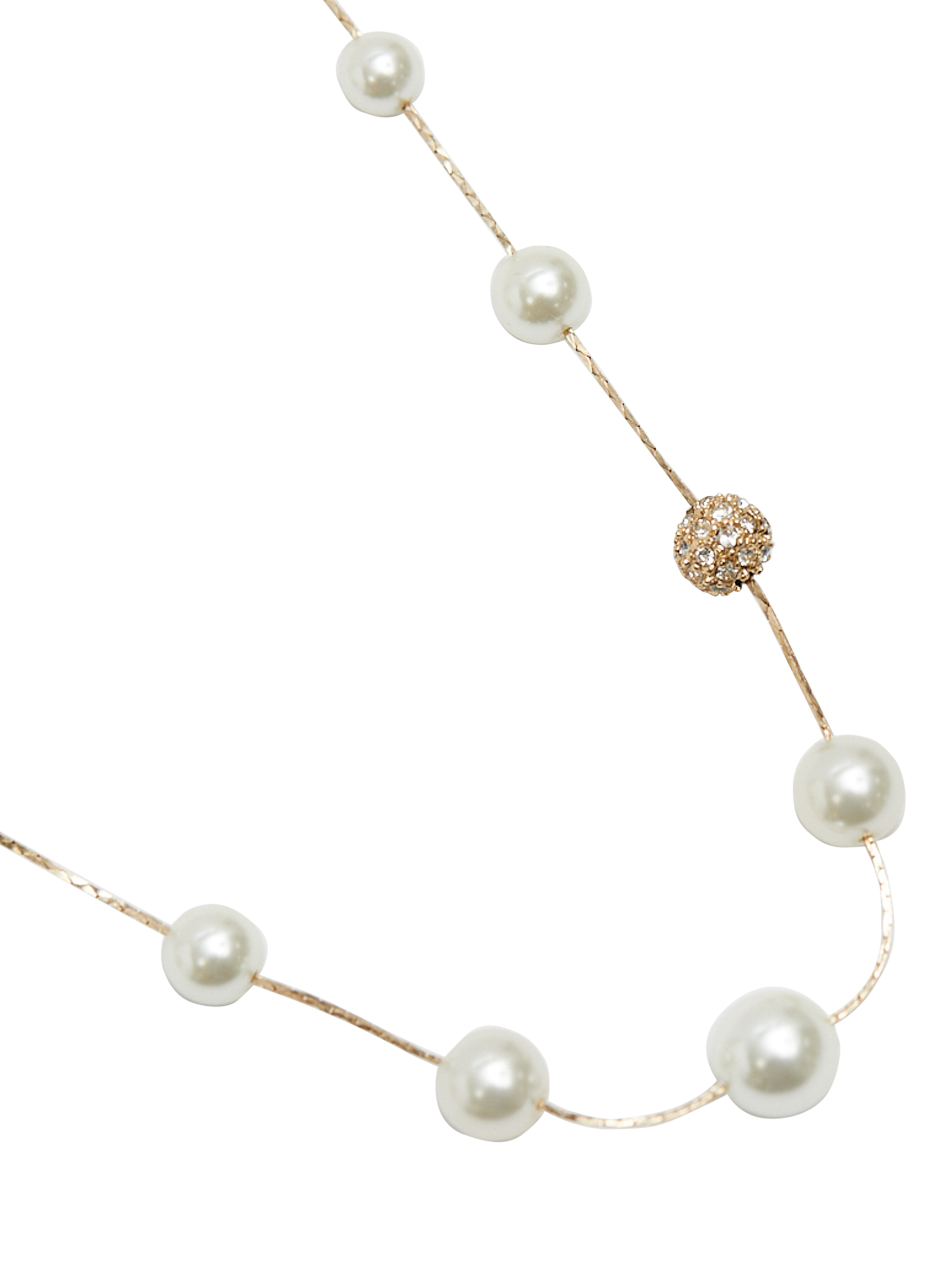 Product image 3 of 3, which shows Jon Richard Fine Pearl And Pave Station Necklace, Gold