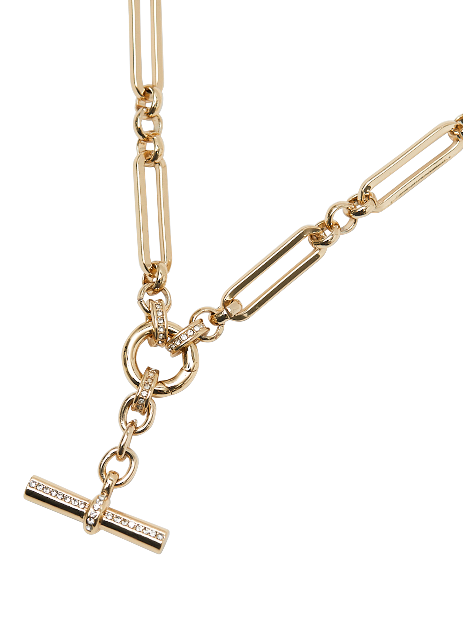 Product image 3 of 5, which shows Jon Richard Crystal T Bar Necklace, Gold