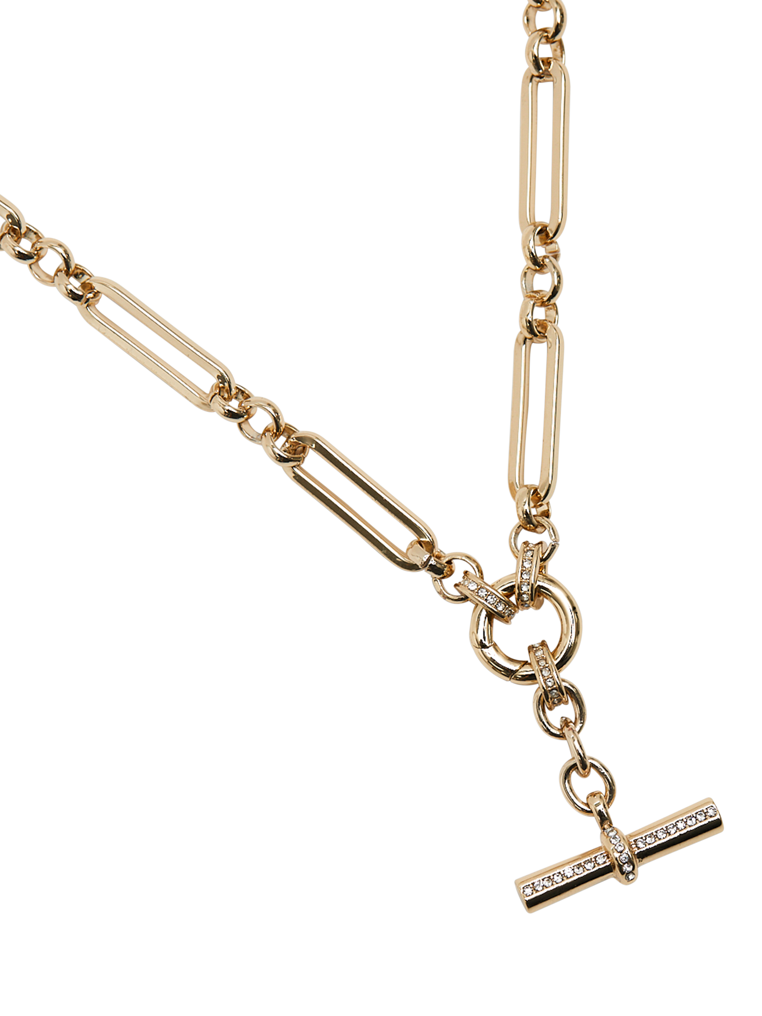 Product image 5 of 5, which shows Jon Richard Crystal T Bar Necklace, Gold