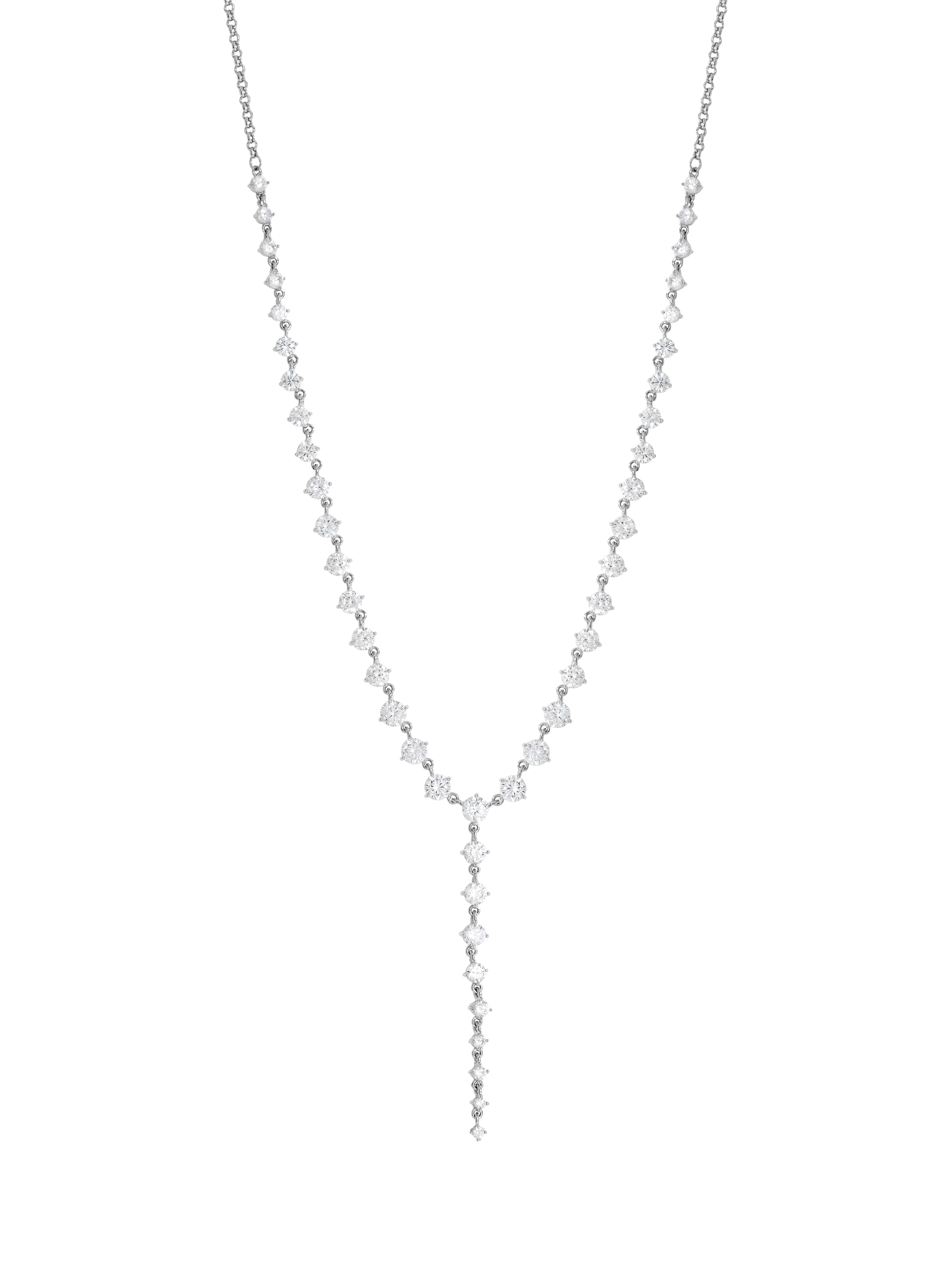 Product image 1 of 2, which shows Jon Richard Cubic Zirconia Y Necklace, Silver