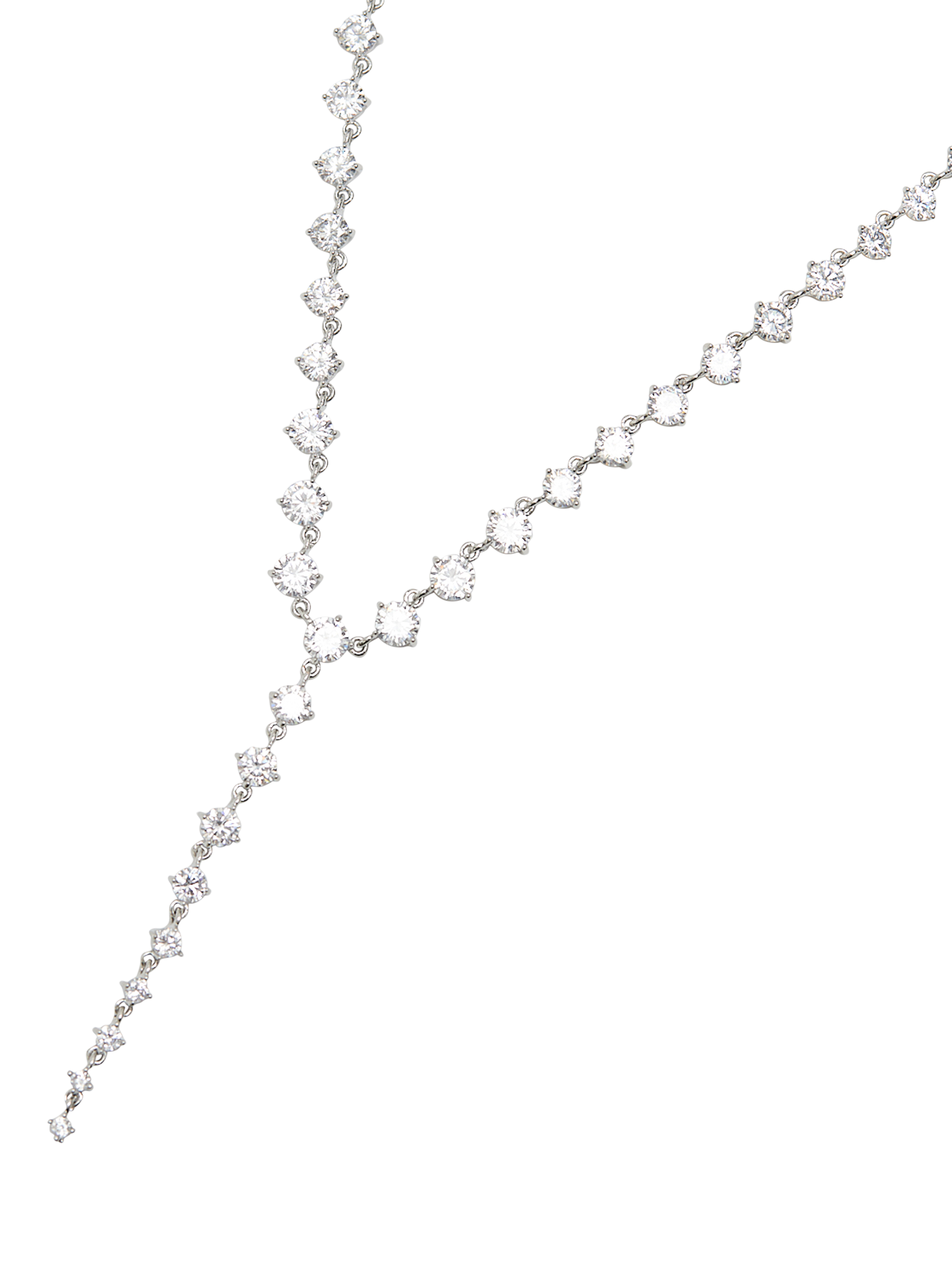 Product image 2 of 2, which shows Jon Richard Cubic Zirconia Y Necklace, Silver