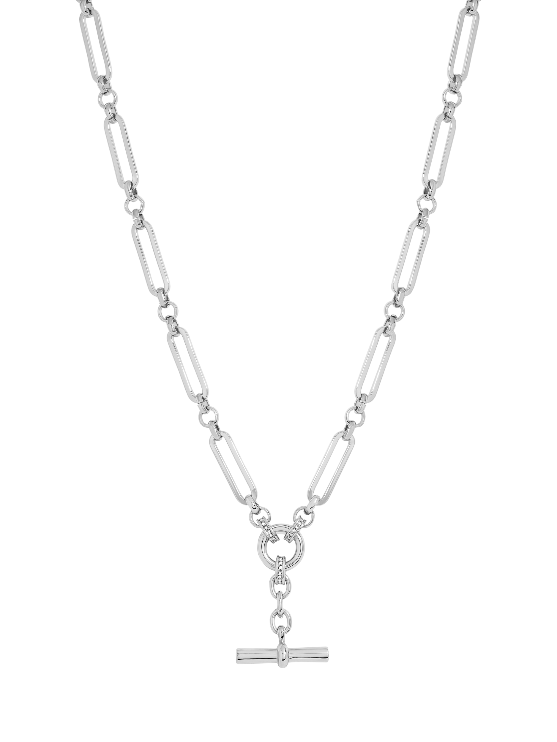 Product image 1 of 5, which shows Jon Richard T Bar Necklace, Silver