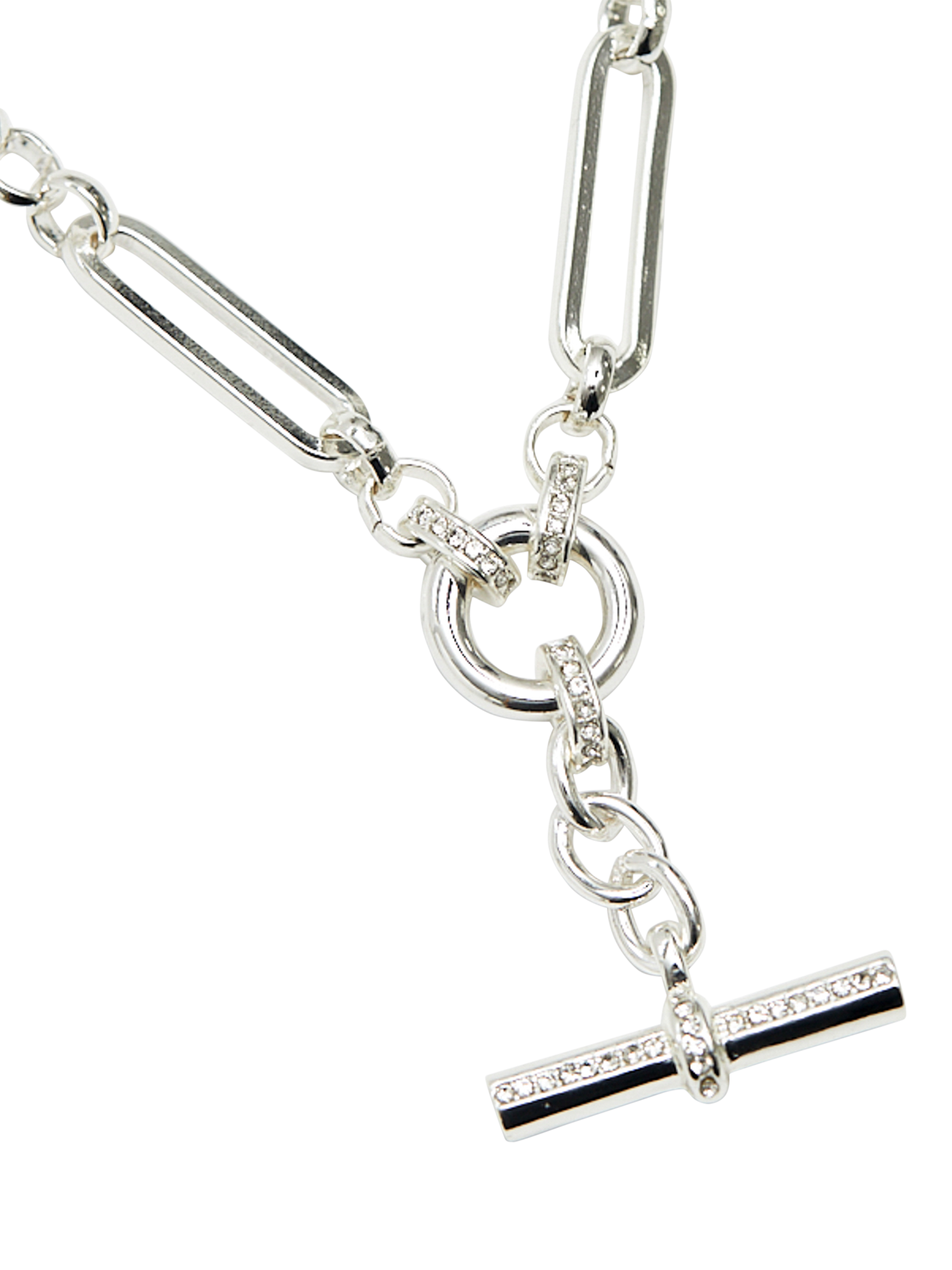 Product image 3 of 5, which shows Jon Richard T Bar Necklace, Silver