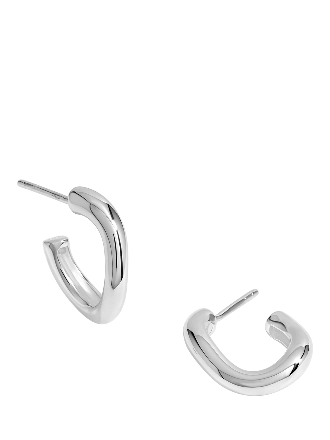 Product image 1 of 4, which shows Simply Silver Polished Curve Twist Hoop Earrings, Silver