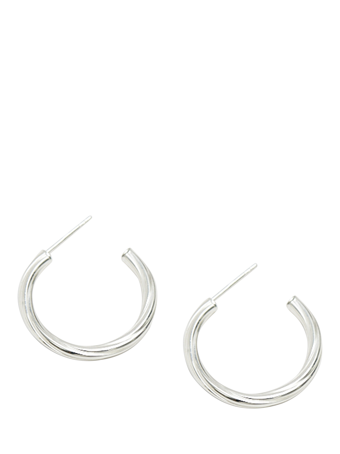 Product image 3 of 5, which shows Simply Silver Polished Diamond Cut Hoop Earrings, Silver