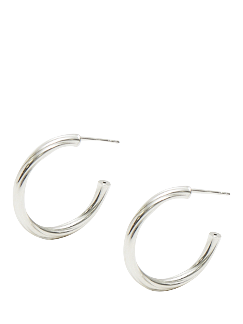 Product image 5 of 5, which shows Simply Silver Polished Diamond Cut Hoop Earrings, Silver