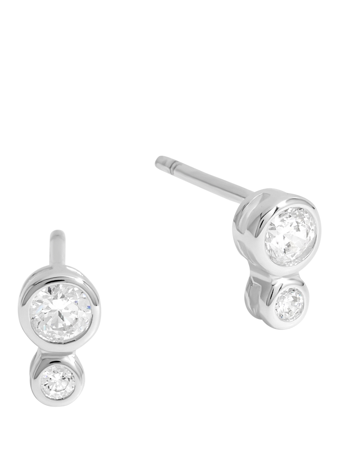 Simply Silver Cubic Zirconia Mini Crystal Double Bezel Stud Earrings Silver