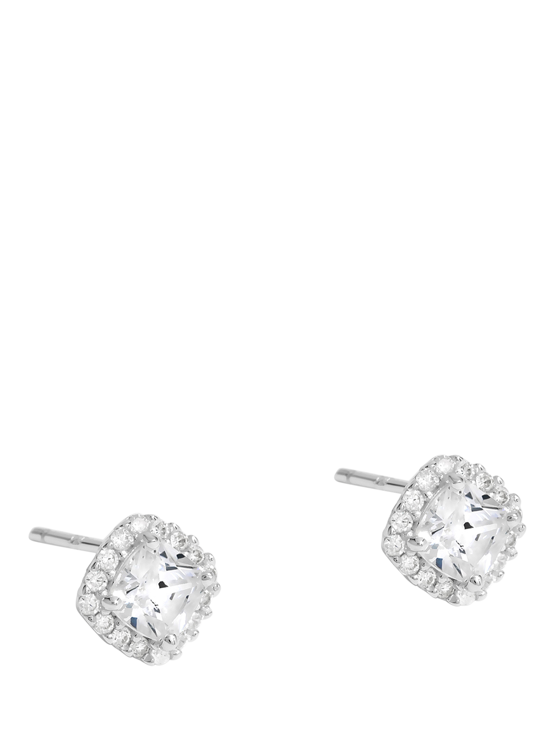 Product image 1 of 3, which shows Simply Silver Cubic Zirconia Halo Stud Earrings, Silver