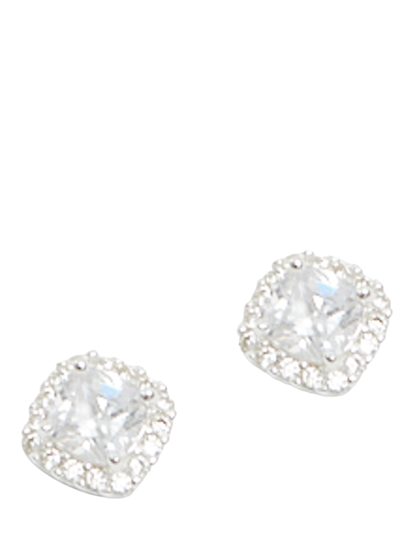 Product image 3 of 3, which shows Simply Silver Cubic Zirconia Halo Stud Earrings, Silver