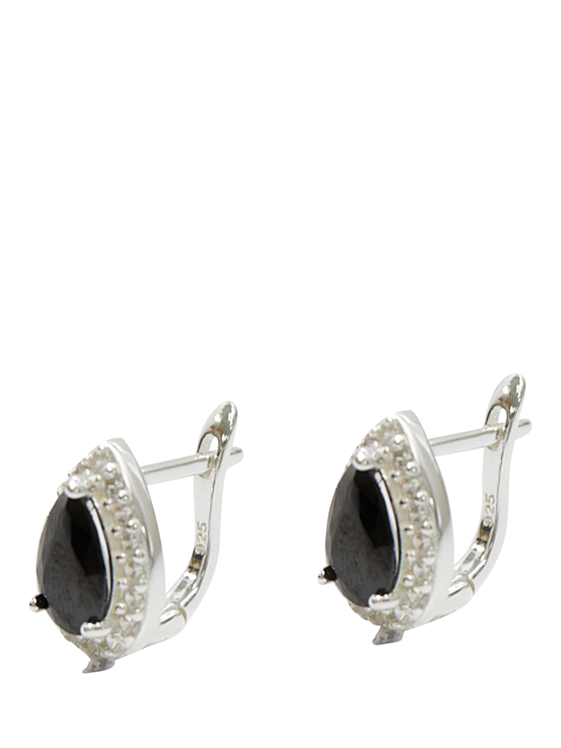 Product image 3 of 3, which shows Simply Silver Cubic Zirconia Peardrop Jet Halo Drop Earrings, Silver/Black